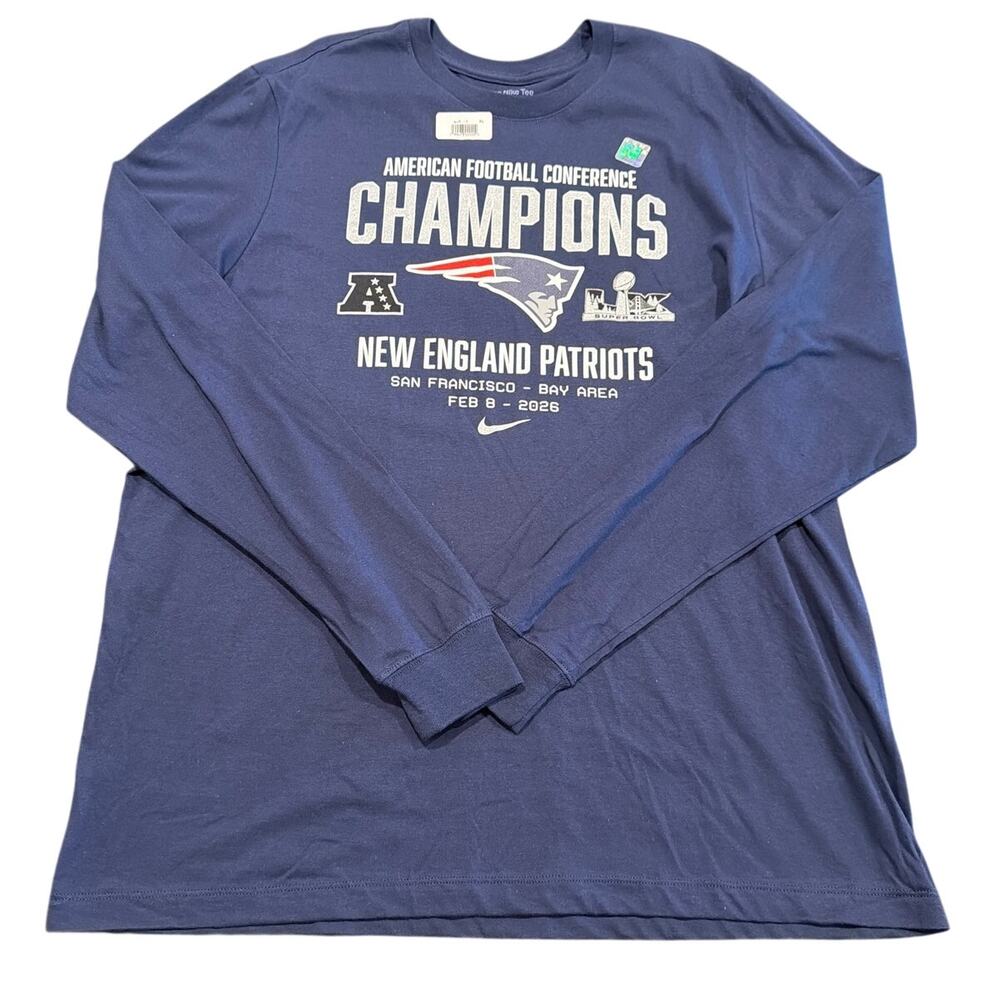 NWT Nike New England Patriots 2025 AFC Champions Long Sleeve Shirt Men’s XL